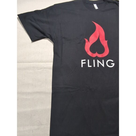 Fling Upside Down Heart Promo Men's Graphic Print Short Sleeve T-Shirt Black XL - Picture 2 of 11